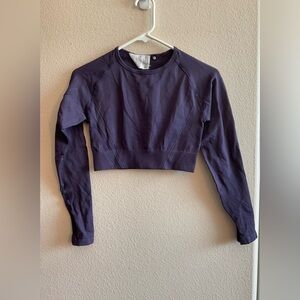 AYBL Women's‎ Navy-Purple ish Long Sleeve Compression Crop Top size Medium